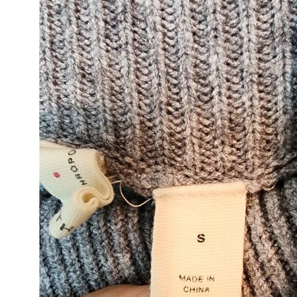 Anthropologie Moth Fireside Grey Ribbed Turtleneck Sweater Small - Picture 5 of 12